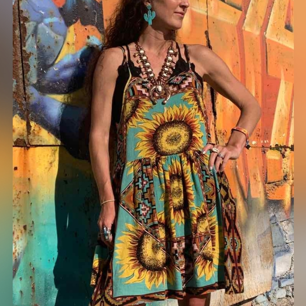 Mink Pink Sunflower Aztec Sundress Size Small